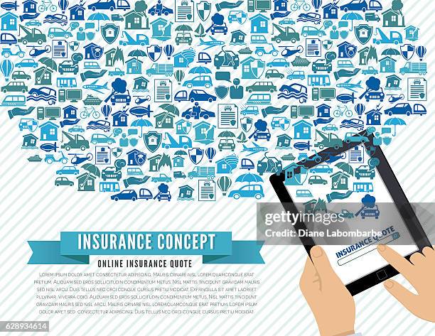 online insurance concept - fallen tree house stock illustrations