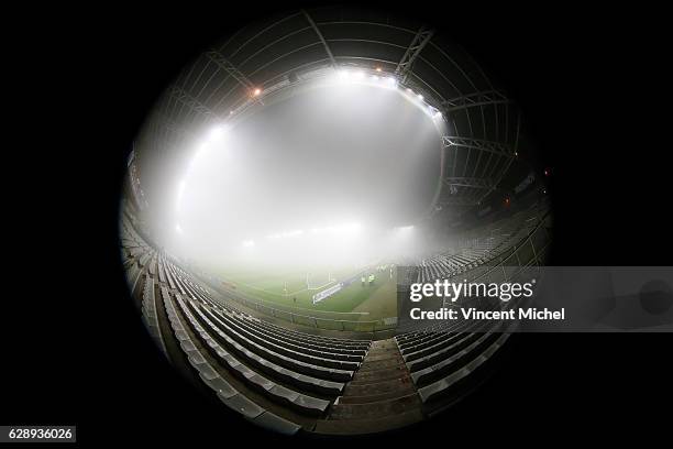 The match is postponed because of the fog during the ligue 1 match between FC Nantes and SM Caen at Stade de la Beaujoire on December 10, 2016 in...