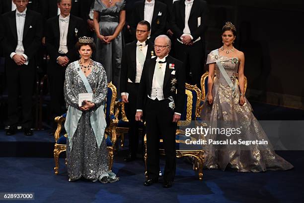 Queen Silvia of Sweden,King Carl XVI Gustaf of Sweden,Prince Daniel of Sweden and Crown Princess Victoria of Sweden attend the Nobel Prize Awards...