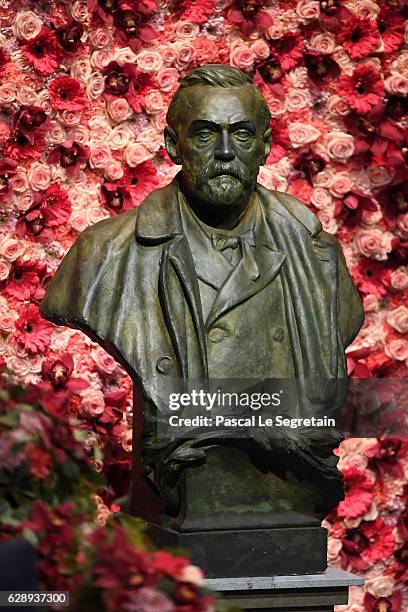 Bust of Alfred Nobel in display during the Nobel Prize Awards Ceremony at Concert Hall on December 10, 2016 in Stockholm, Sweden.