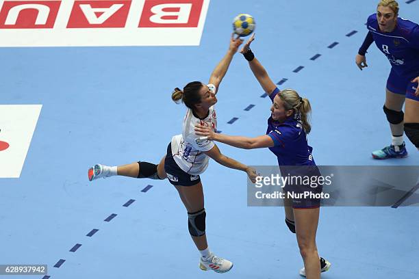 Nora Mork of Norway during the Women's EHF 2016 Euro 2016 game between national teams of Norway and Russia at Helsingborg Arena, Helsingborg, Sweden,...