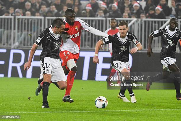 Tiemoue BAKAYOKO of Monaco and Jeremy Toulalan of Bordeaux during the French Ligue 1 match between Bordeaux and Monaco at Nouveau Stade de Bordeaux...