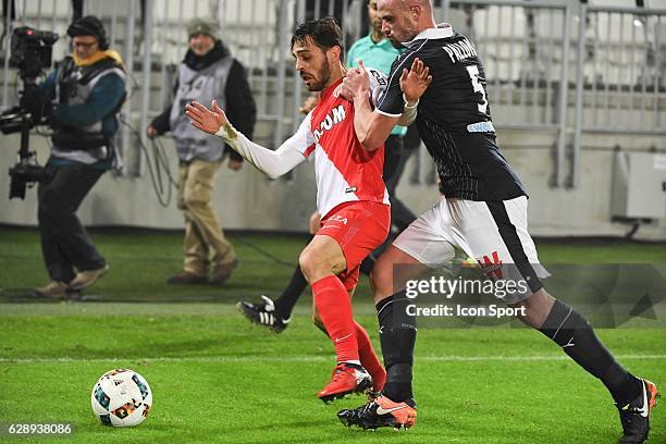 Nicolas PALLOIS of Bordeaux and Bernardo SILVA of Monaco during the French Ligue 1 match between Bordeaux and Monaco at Nouveau Stade de Bordeaux on...