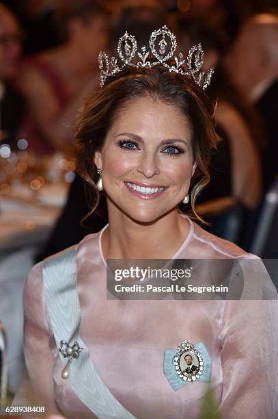 Princess Madeleine of Sweden attends the Nobel Prize Banquet 2015 at City Hall on December 10, 2016 in Stockholm, Sweden.