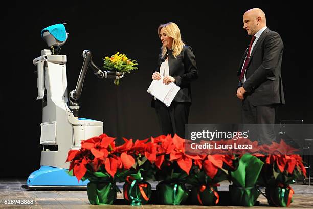 The robot Doro beside the Rector of Scuola Superiore Sant'Anna di Pisa Pierdomenico Perata , officially openes the Academic Year at Scuola Superiore...