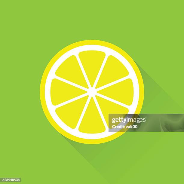 lemon flat icon - slice of food stock illustrations