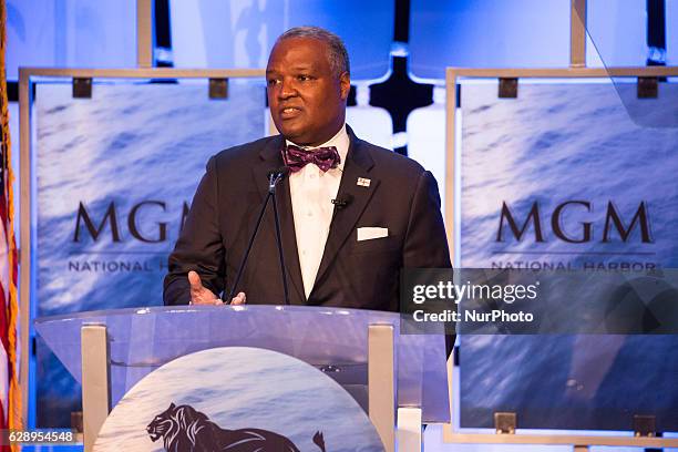 Rushern L. Baker III, County Executive, Prince George's County, speaks at a press conference, at MGM National Harbor, in Washington, D.C. On...