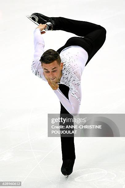 Adam Rippon competes in the senior Men Free program at the ISU Grand Prix of figure skating Final, on December 10, 2016 in Marseille, southern...