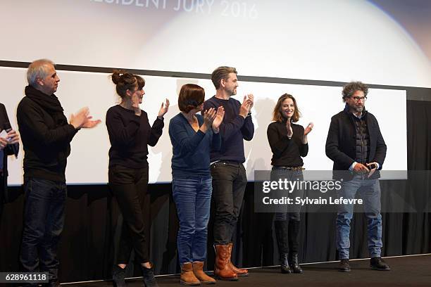 Festival jury Bruno Coulais, Melanie Doutey, Catherine Corsini, Sebastian Schipper, Melanie Bernier and Radu Mihaileanu attend opening ceremony of...