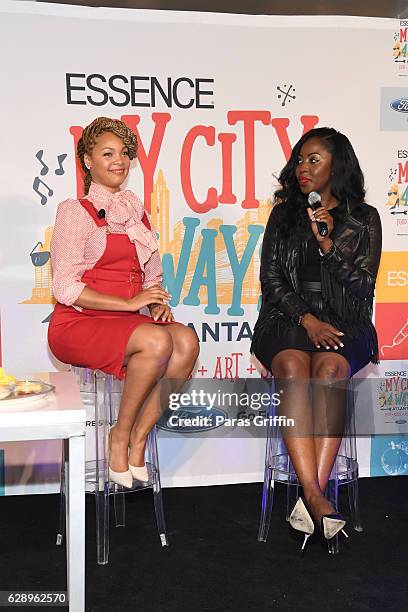 Celebrity Chef Ahki and Blogger Erica Key attend Essence 'My City, Four Ways - Atlanta' at Mason Fine Art Gallery on December 10, 2016 in Atlanta,...