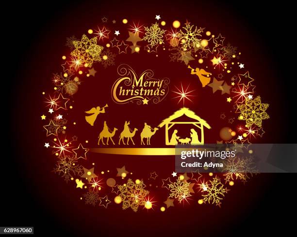 christmas nativity scene - wise men stock illustrations