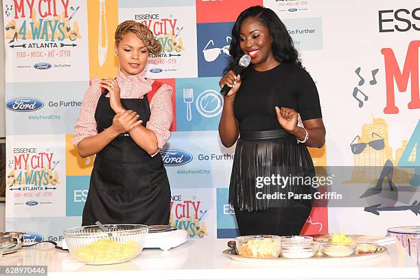 Celebrity Chef Ahki and Blogger Erica Key attend Essence 'My City, Four Ways - Atlanta' at Mason Fine Art Gallery on December 10, 2016 in Atlanta,...