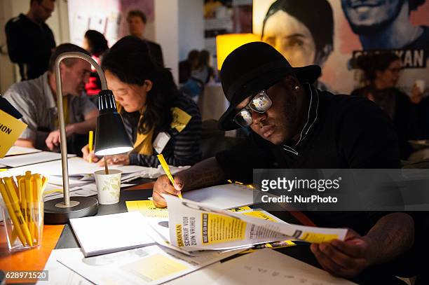 Participants at 'Write for Rights', a worldwide campaign for human rights in Amsterdam, Netherland, on 10 December 2016. Write for Rights is Amnesty...
