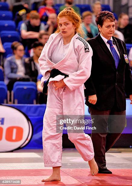 Lubjana Piovesana of Bishop Challoner JC won all seven of her u63kg contests by an ippon during the 2016 British Junior Judo Championships at the...