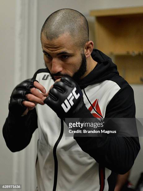 John Makdessi of Canada warms up backstage during the UFC 206 event inside the Air Canada Centre on December 10, 2016 in Toronto, Ontario, Canada.