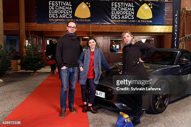 Guest, Lena Magnien and Emilie Deleuze arrive for opening ceremony of "Les Arcs European Film Festival" on December 10, 2016 in Les Arcs, France.