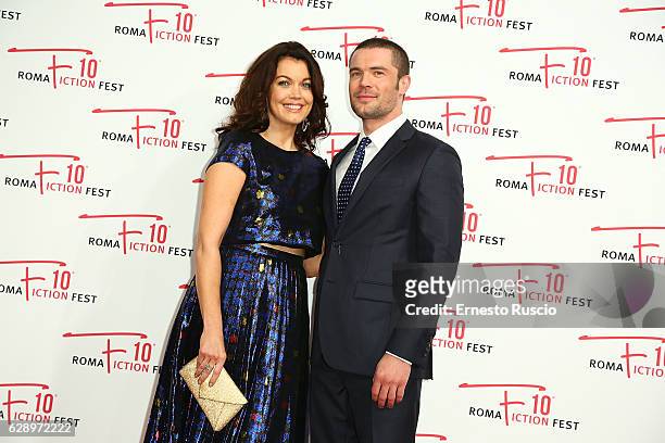Bellamy Young and Charlie Weber attend the 'Shondaland' red carpet during the Roma Fiction Fest 2016 at The Space Moderno on December 10, 2016 in...