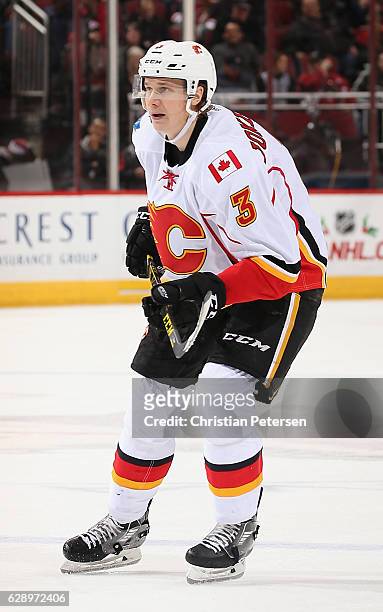 Jyrki Jokipakka of the Calgary Flames in action during the second period of the NHL game against the Arizona Coyotes at Gila River Arena on December...