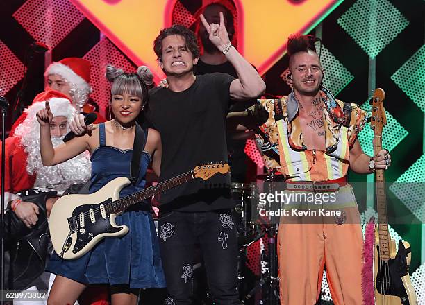 JinJoo Lee, Charlie Puth and Cole Whittle, perform onstage during Z100's Jingle Ball 2016 at Madison Square Garden on December 9, 2016 in New York...