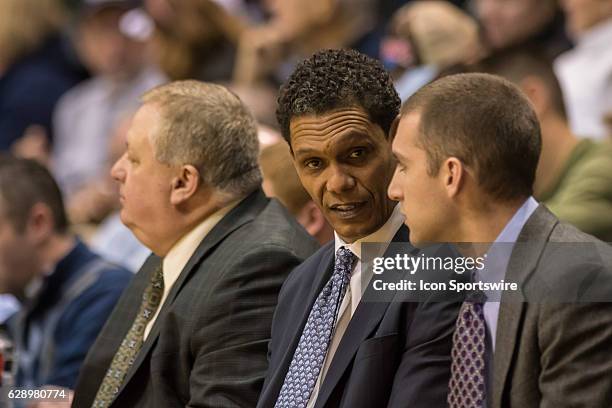 Monmouth Hawks head coach King Rice during the first half of the NCAA men's basketball game between the Army Black Knights and Monmouth Hawks on...