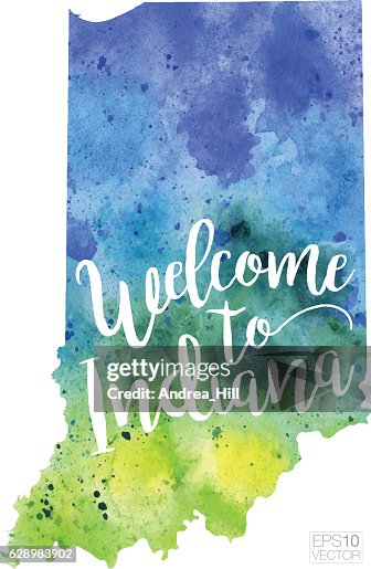 Indianamap Pretty Welcome To Indiana Vector Watercolor Map High-Res Vector Graphic ...