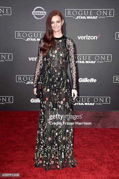 Model Lydia Hearst attends the premiere of Walt Disney Pictures and Lucasfilm's "Rogue One: A Star Wars Story" at the Pantages Theatre on December...