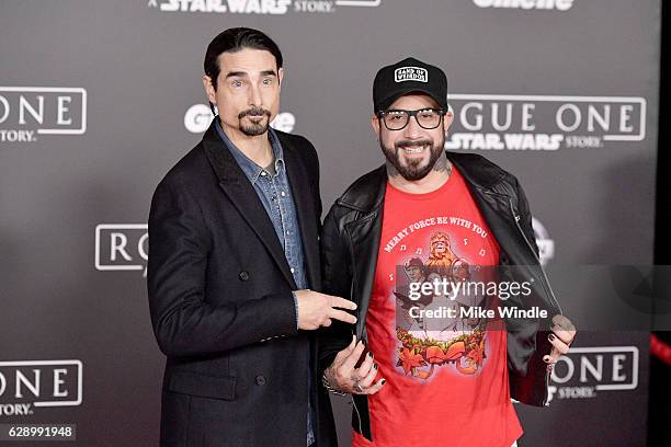 Musicians Kevin Richardson and A.J. McLean attend the premiere of Walt Disney Pictures and Lucasfilm's "Rogue One: A Star Wars Story" at the Pantages...