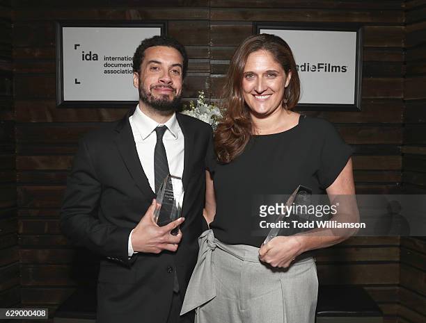 Best Feature award winners Ezra Edelman and Caroline Waterlow attend the 32nd Annual IDA Documentary Awards at Paramount Studios on December 9, 2016...