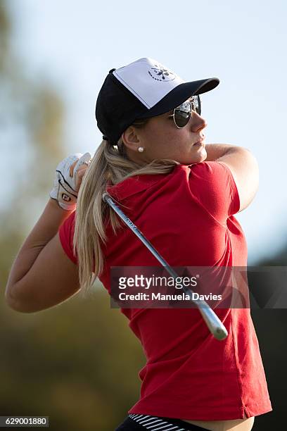Christina Langer of Germany hits a tee shot on the 17th tee during the first round of the PNC Father/Son Challenge at The Ritz-Carlton Golf Club on...