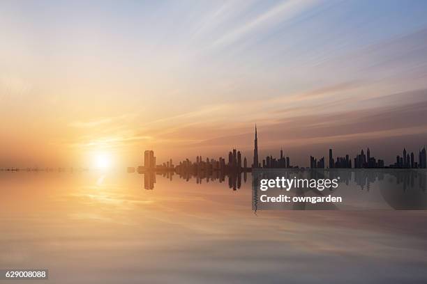 dubai skyline - burj khalifa skyline stock pictures, royalty-free photos & images