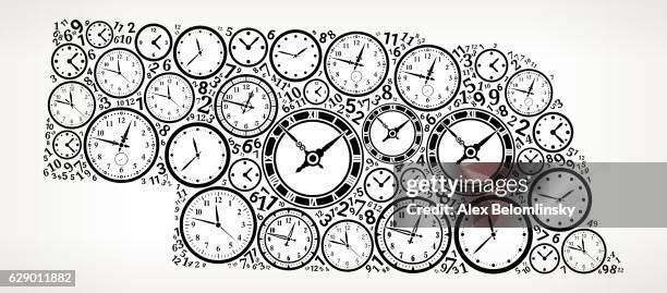 nebraska on time and clock vector icon pattern - two timelines stock illustrations