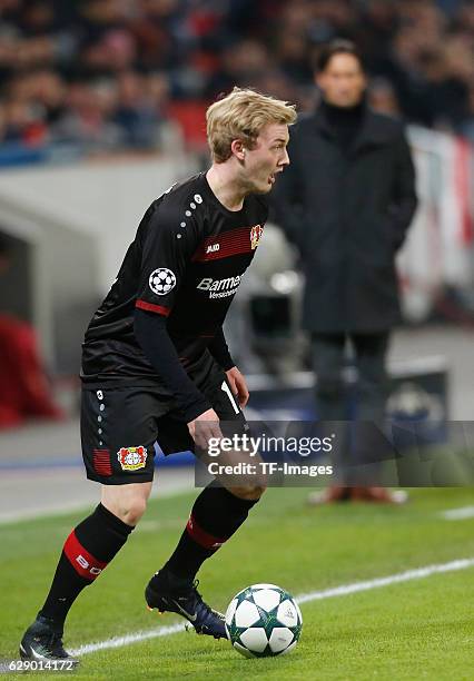 Julian Brandt of Leverkusen in action during the UEFA Champions League match between Bayer Leverkusen and AS Monaco at the BayArena stadium in...