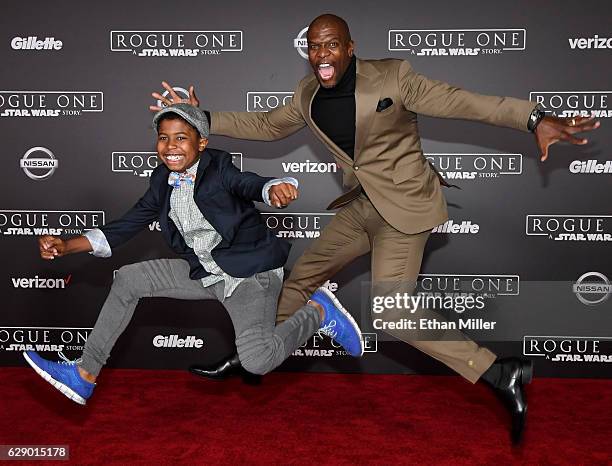 Isaiah Crews and his father, actor Terry Crews, attend the premiere of Walt Disney Pictures and Lucasfilm's "Rogue One: A Star Wars Story" at the...