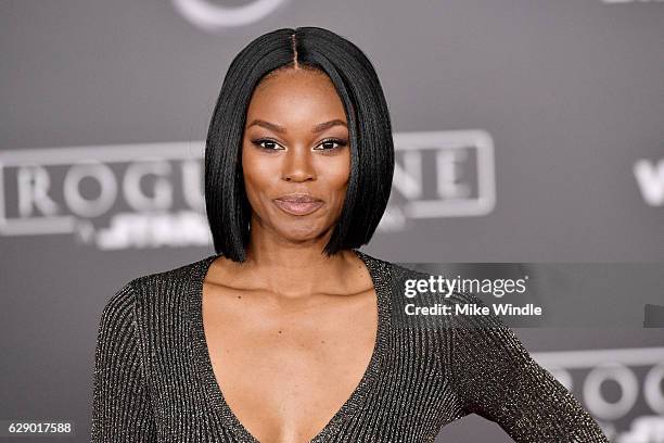 Model Eugena Washington attends the premiere of Walt Disney Pictures and Lucasfilm's "Rogue One: A Star Wars Story" at the Pantages Theatre on...