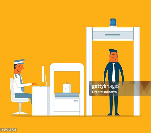 airport security - metal detector security stock illustrations