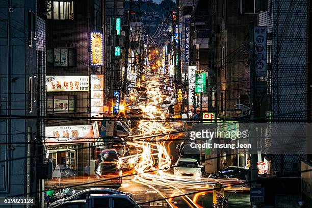 an alley in a local town of seoul - seoul street stock pictures, royalty-free photos & images