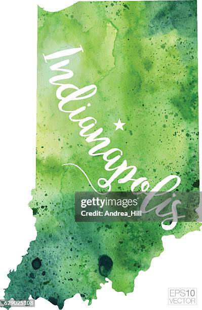 indianapolis, indiana usa vector watercolor map - indianapolis map stock illustrations