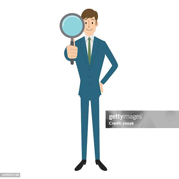 stockillustraties, clipart, cartoons en iconen met man searching with magnifying glass - hypertext transfer protocol