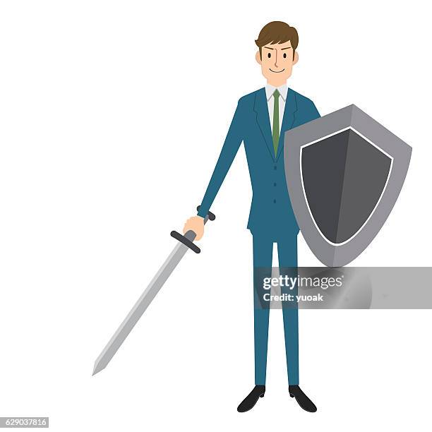 businessman knight - dueling stock illustrations