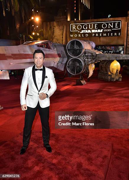 Actor Donnie Yen attends The World Premiere of Lucasfilm's highly anticipated, first-ever, standalone Star Wars adventure, "Rogue One: A Star Wars...