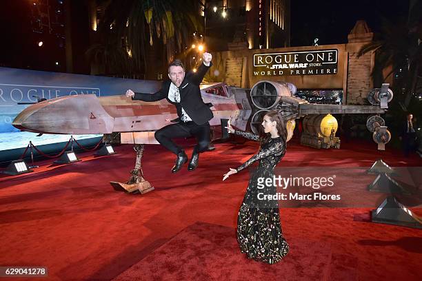 Comedian Chris Hardwick and model Lydia Hearst attend The World Premiere of Lucasfilm's highly anticipated, first-ever, standalone Star Wars...
