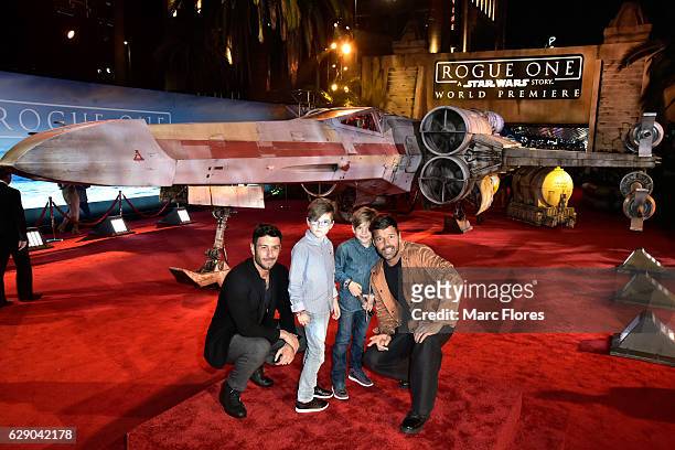 Singer Ricky Martin with children and artist Jwan Yosef attend The World Premiere of Lucasfilm's highly anticipated, first-ever, standalone Star Wars...