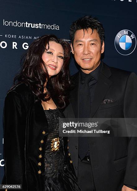 Actor Phillip Rhee and Amy Rhee attend the 15th Annual Unforgettable Gala at The Beverly Hilton Hotel on December 10, 2016 in Beverly Hills,...