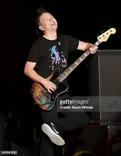 Mark Hoppus of the band Blink-182 performs onstage at 106.7 KROQ Almost Acoustic Christmas 2016 - Night 1 at The Forum on December 10, 2016 in...