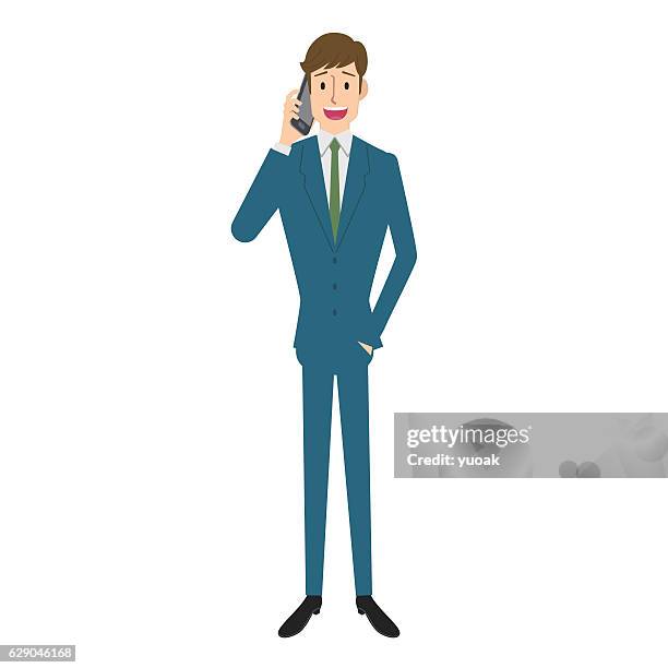 businessman calling on smartphone - new text message stock illustrations