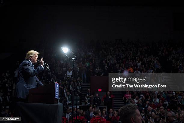 President-Elect Donald J. Trump speaks at a "USA Thank You Tour 2016" event at the DeltaPlex in Grand Rapids, Mi. On Friday, Dec. 09, 2016.