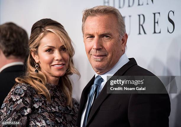 Christine Baumgartner and Kevin Costner attend the "Hidden Figures" New York special screening on December 10, 2016 in New York City.