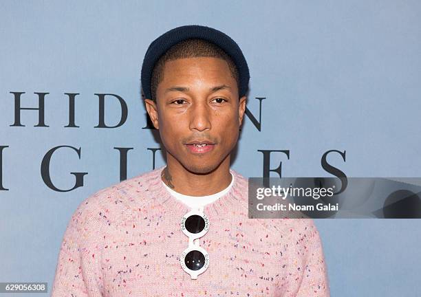 Singer Pharrell Williams attends the "Hidden Figures" New York special screening on December 10, 2016 in New York City.