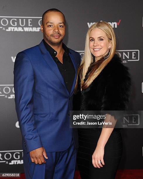 Actor Donald Faison and wife CaCee Cobb attend the premiere of "Rogue One: A Star Wars Story" at the Pantages Theatre on December 10, 2016 in...