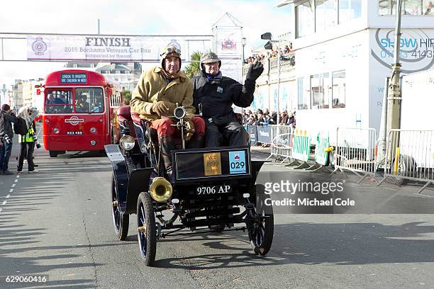 Peugeot at the finish of the 120th London to Brighton Veteran Car Run in Madeira Drive Brighton on November 6, 2016 in Brighton, England.